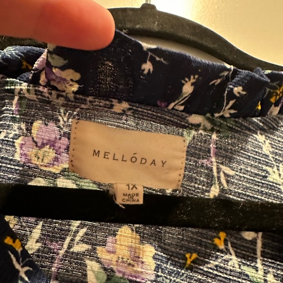 Navy Blue Floral Blouse - Picture 3 of 3